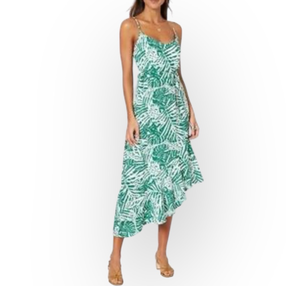 MINKPINK Green and White Midi Dress